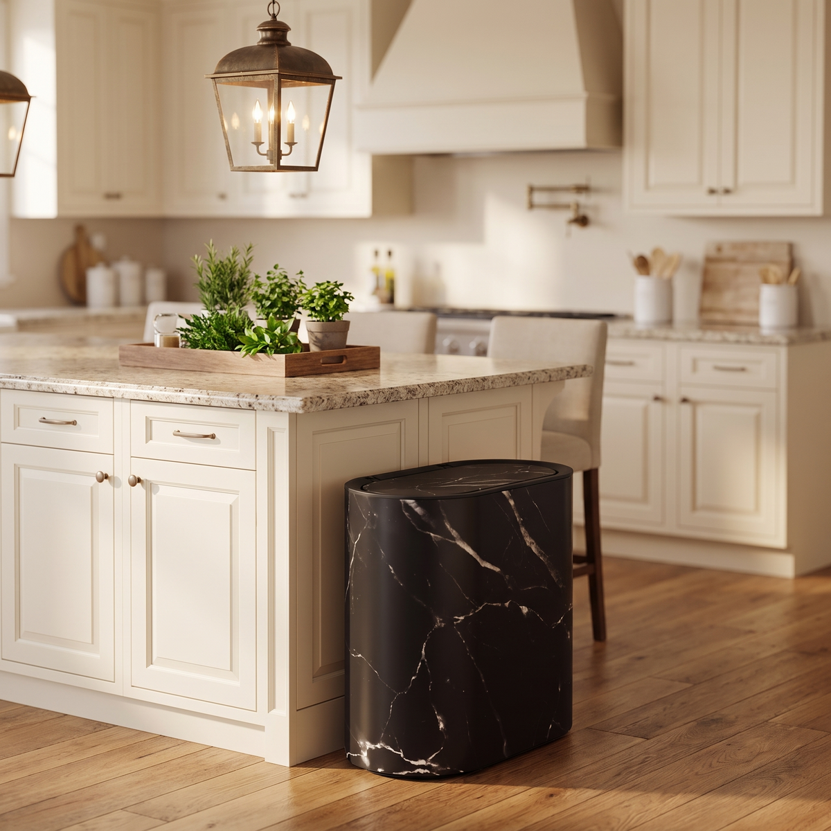 Carrera trash can at a kitchen island