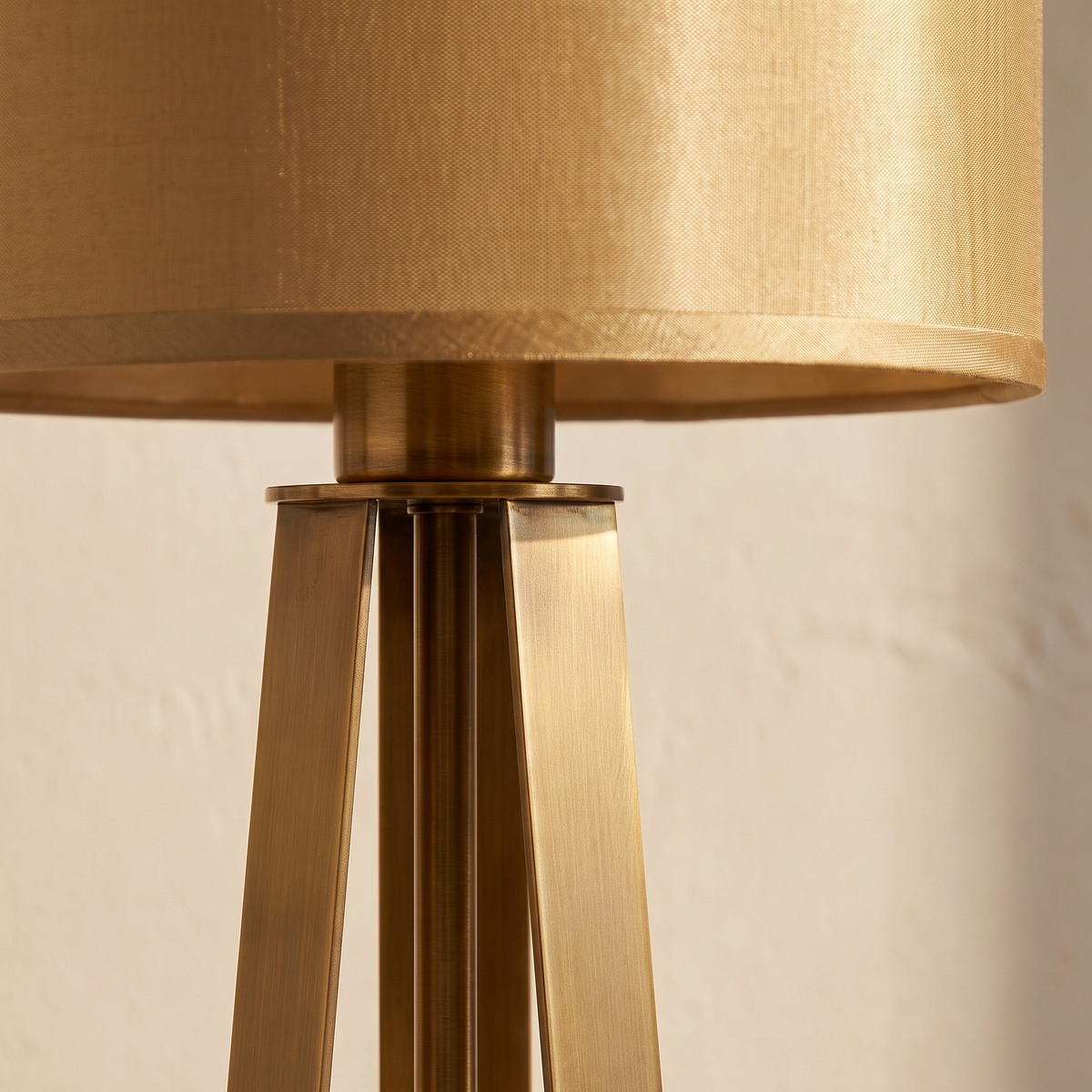 Solstice table lamp brass frame and shade detail