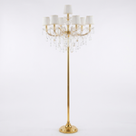 Lumiera gold crystal candelabra floor lamp on a white background