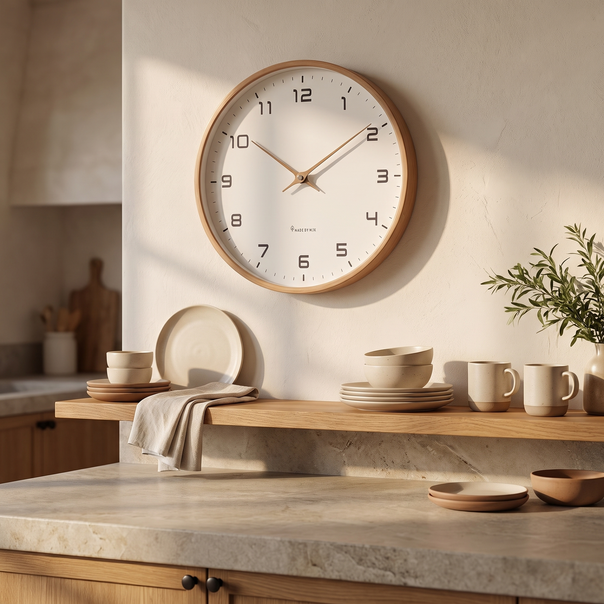 Norvik wall clock on a kitchen wall